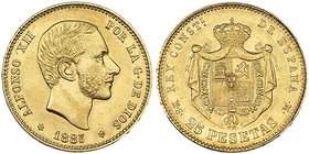 25 pesetas. 1885*18-85. Madrid. MSM. VII-114. EBC-.