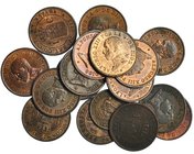 17 monedas: 1 céntimo 1906 SLV (1), 1912 (12), 1913 (3) y 5 céntimos LAUER 1887. Muchas B.O. y R. B. O. De MBC+ a SC.