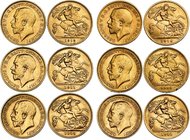 GRAN BRETAÑA. Lote 6 monedas 1/2 soberano: 1911 (3), 1912 (2) y 1914. Calidad media. MBC/MBC+.