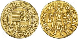 HUNGRÍA. Ladislao V (1453-1457). Gulden de oro. A/ + LADISLAVS . D . G . R. VnGARIE. R/ S. LADISL-AVS . REX; en campo K-R. FR-16. MBC/MBC+. Muy escasa...