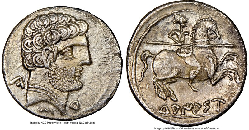 SPAIN. Turiaso (Zaragoza). Ca. 2nd-1st centuries BC. AR denarius (18mm, 9h). NGC...