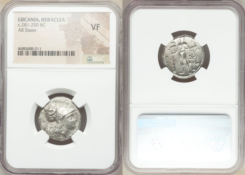 LUCANIA. Heraclea. Ca. 281-250 BC. AR stater (21mm, 6h). NGC VF. ΗΕPΑΚΛΗΙΩ-Ν, he...