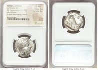 ATTICA. Athens. Ca. 440-404 BC. AR tetradrachm (24mm, 17.17 gm, 4h). NGC Choice AU 5/5 - 4/5. Mid-mass coinage issue. Head of Athena right, wearing cr...