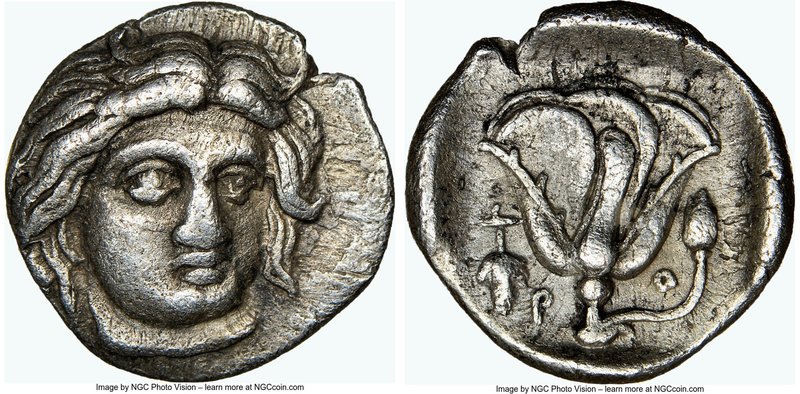 CARIAN ISLANDS. Rhodes. Ca. 340-316 BC. AR hemidrachm (12mm, 12h). NGC XF. Facin...