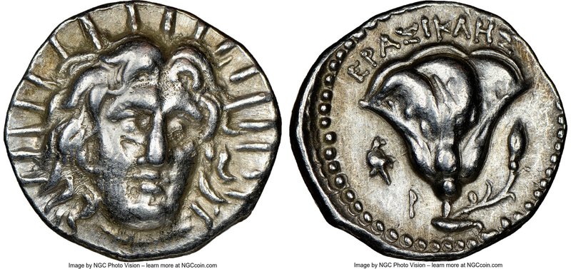 CARIAN ISLANDS. Rhodes. Ca. 250-205 BC. AR didrachm (21mm, 1h). NGC XF. Erasicle...