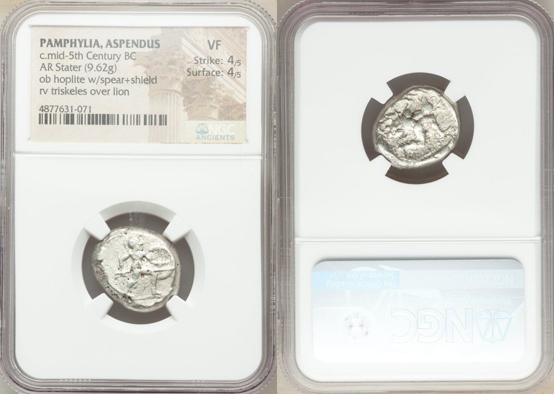 PAMPHYLIA. Aspendus. Ca. mid-5th century BC. AR stater (20mm, 9.62 gm, 11h). NGC...