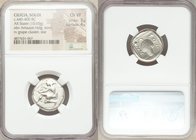 CILICIA. Soloi. Ca. 440-400 BC. AR stater (20mm, 10.65 gm, 5h). NGC Choice VF 3/5 - 4/5. Amazon, nude to waist, on one knee left, wearing pointed cap,...