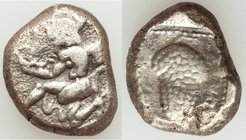 CILICIA. Soloi. Ca. 440-400 BC. AR stater (20mm, 10.90 gm, 7h). Fine. Amazon, nude to waist, on one knee left, wearing pointed cap, bowcase attached t...