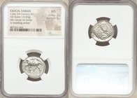 CILICIA. Tarsus. Ca. late 5th century BC. AR stater (21mm, 10.83 gm, 5h). NGC MS 3/5 - 5/5. Ca. 420-410 BC. Satrap on horseback riding left, reins in ...