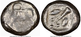 CYPRUS. Uncertain mint. Ca. early 5th century BC. AR stater (19mm, 10.75 gm, 12h). NGC Choice VF 3/5 - 4/5. Ram walking left; ankh superimposed above,...