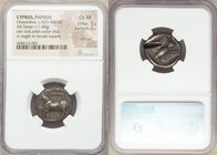 CYPRUS. Paphos. Onasioikos (ca. 425-400 BC). AR stater (22mm, 11.08 gm, 5h). NGC Choice XF 5/5 - 2/5, test cut. Bull standing left on solid line; wing...