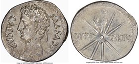 Augustus (27 BC-AD 14). AR denarius (21mm, 3.54 gm, 7h). NGC Choice VF 4/5 - 2/5, bankers mark. Spain, Colonia Caesaraugusta (?), ca. 19-18 BC. CAESAR...