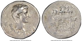 Augustus (27 BC-AD 14). AR cistophorus (27mm, 11.48 gm, 12h). NGC Choice VF 5/5 - 2/5. Pergamum, ca. 19-18 BC. IMP•IX•TR•PO•V, bare head of Augustus r...