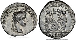 Augustus (27 BC-AD 14). AR denarius (19mm, 9h). NGC Choice XF. Lugdunum, 2 BC-AD 4. CAESAR AVGVSTVS-DIVI F PATER PATRIAE, laureate head of Augustus ri...