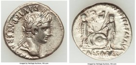Augustus (27 BC-AD 14). AR denarius (18mm, 3.73 gm, 12h). Choice VF. Lugdunum, 2 BC-AD 4. CAESAR AVGVSTVS-DIVI F PATER PATRIAE, laureate head of Augus...