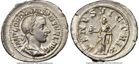 Gordian III (AD 238-244). AR denarius (23mm, 3.48 gm, 6h). NGC AU 5/5 - 3/5, light marks. Rome, summer AD 241. IMP GORDIANVS PIVS FEL AVG, laureate, d...