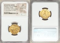 Heraclius (AD 610-641) and Heraclius Constantine. AV solidus (22mm, 4.45 gm, 6h). NGC MS 4/5 - 4/5, adjusted flan. Constantinople, 10th officina, AD 6...