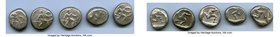 ANCIENT LOTS. Greek. Pamphylia. Aspendus. Ca. mid-5th century BC. Lot of five (5) AR staters. Fine-About VF, test cuts. Includes: Hoplite and triskele...