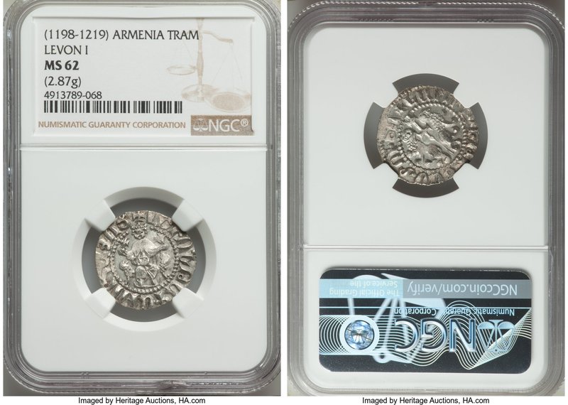 Cilician Armenia. Levon I Tram ND (1198-1219) MS62 NGC, 22mm. 2.87gm.

HID098012...