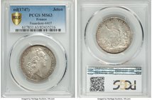 Louis XV silver Jeton ND (1747) MS63 PCGS, Feuardent-4407. LUD XV REX CHRISTIANISS His bust right in military attire / INVENIT ET PERFICIT and in ex. ...