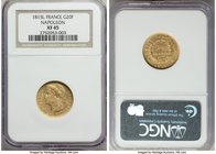 Napoleon gold "Hundred Days" 20 Francs 1815-L XF45 NGC, Bayonne mint, KM705.2, Fr-523. Scarce example of the "cent jours" issue from a branch mint, ex...