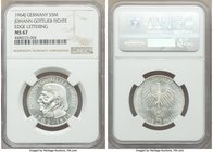 Federal Republic " Johann Gottlieb Fichte" 5 Mark 1964-J MS67 NGC, Hamburg mint, KM118.1. Clean fields with white untoned surfaces. Issued on the 150t...