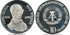 Democratic Republic Pair of Certified Assorted Proof Multiple Marks 1976 NGC, 1) 10 Mark - PR67 Ultra Cameo, KM62. Mintage: 6,037. 150th anniversary d...