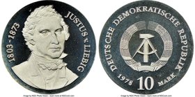 Democratic Republic Pair of Certified Assorted Proof Multiple Marks 1978 PR68 Ultra Cameo NGC, 1) 10 Mark, KM69. Mintage: 4,500. 175th anniversary of ...