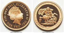Elizabeth II gold Proof "200th Anniversary of the Pistrucci Sovereign" Sovereign 2017, KM-Unl. Sold with wood case of issue and COA #1594. 

HID098012...
