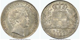 Pair of Certified Assorted Issues NGC, 1) Othon 1/4 Drachma 1833 - UNC Details (Obverse Cleaned), KM18 2) George I 50 Lepta 1874-A - MS61, KM37 Sold a...