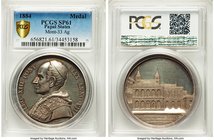 Papal States. Leo XIII silver Specimen Medal Anno VII (1884) SP61 PCGS, Mont-33. By F. Bianchi. LEO XIII PONT MAX ANNO VII His bust left / PORTICV PRO...