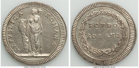 Roman Republic Scudo ND (1799) Good VF (Scratches), KM11, Dav-1486. 42mm. 26.40gm. One year type, Inspired by the sentiments behind the French Revolut...