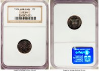 USA Administration Proof 10 Centavos 1904 PR64 NGC, Philadelphia mint, KM165. Gunmetal, rose and gold toning. 

HID09801242017