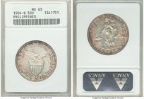 USA Administration 50 Centavos 1904-S MS63 ANACS, San Francisco mint, KM167. Russet and blue toning. 

HID09801242017