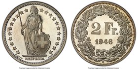 Confederation Specimen 2 Francs 1946-B SP66 PCGS, Bern mint, KM21. Brilliant untoned reflective specimen. 

HID09801242017