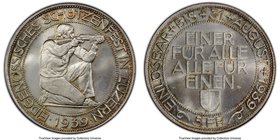 Confederation "Lucerne Shooting Festival" 5 Francs 1939-B MS66+ PCGS, Bern mint, KM-XS20. Mintage 40,000. Federal shooting festival in Lucerne. Trace ...