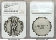 Confederation silver Matte "Bern - Biel Shooting Festival" Medal ND (Awarded 1922) MS64 NGC, Richter-388a. Mintage: Less than 100. By Huguenin. Awarde...