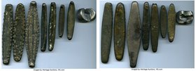 8-Piece Lot of Uncertified Assorted Odd & Curious, 1) Laos. Kingdom of Vientiane "Tiger Tonge Lat" of 1-1/2 Tamlung ND (1707-1828), Mitch-3013-3015, O...