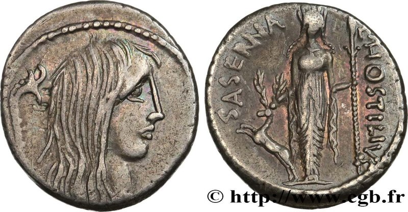 HOSTILIA
Type : Denier 
Date : 48 AC. 
Mint name / Town : Rome 
Metal : silv...