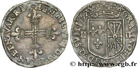 HENRY IV
Type : Quart d'écu de Navarre 
Date : 1592 
Mint name / Town : Saint-Palais 
Quantity minted : 70927 
Metal : silver 
Millesimal finene...