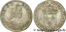 LOUIS XIV "THE SUN KING"
Type : Quart d’écu à la mèche courte 
Date : 1644 
Mint name / Town : Paris, Monnaie du Louvre 
Quantity minted : 1609000...