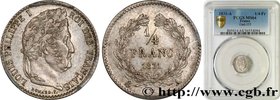 LOUIS-PHILIPPE I
Type : 1/4 franc Louis-Philippe 
Date : 1831 
Mint name / Town : Paris 
Quantity minted : 74696 
Metal : silver 
Millesimal fin...
