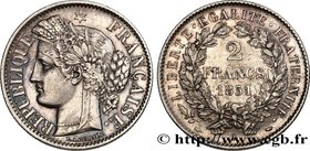II REPUBLIC
Type : 2 francs Cérès, IIe République 
Date : 1851 
Mint name / Town : Paris 
Quantity minted : 350549 
Metal : silver 
Millesimal f...