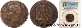 SECOND EMPIRE
Type : Cinq centimes Napoléon III, tête nue 
Date : 1857 
Mint name / Town : Rouen 
Quantity minted : 1.843.090 
Metal : bronze 
D...