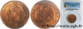 SECOND EMPIRE
Type : Cinq centimes Napoléon III, tête laurée 
Date : 1864 
Mint name / Town : Paris 
Quantity minted : 3053076 
Metal : bronze 
...