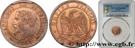 SECOND EMPIRE
Type : Un centime Napoléon III, tête nue 
Date : 1855 
Mint name / Town : Lyon 
Quantity minted : 2465795 
Metal : bronze 
Diamete...