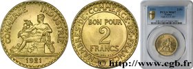 III REPUBLIC
Type : 2 francs Chambres de Commerce 
Date : 1921 
Quantity minted : inclus 
Metal : bronze-aluminium 
Diameter : 27 mm
Orientation...