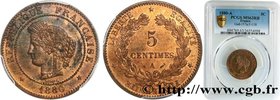 III REPUBLIC
Type : 5 centimes Cérès 
Date : 1880 
Mint name / Town : Paris 
Quantity minted : 1.172.286 
Metal : bronze 
Diameter : 25 mm
Orie...