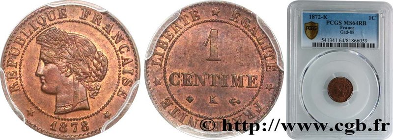 III REPUBLIC
Type : 1 centime Cérès
Date : 1878
Mint name / Town : Bordeaux
...