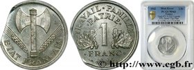 FRENCH STATE
Type : 1 franc Francisque, lourde, Fautée flan clipé 
Date : 1942 
Quantity minted : 152.143.791 
Metal : aluminium 
Diameter : 23 m...